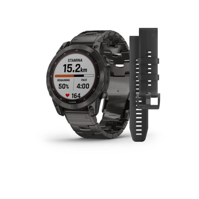 Garmin Fenix 7 Sapphire Solar C. Grey DLC Titanium w. Carbon Grey DLC V. Titanium Band (010-02540-39)