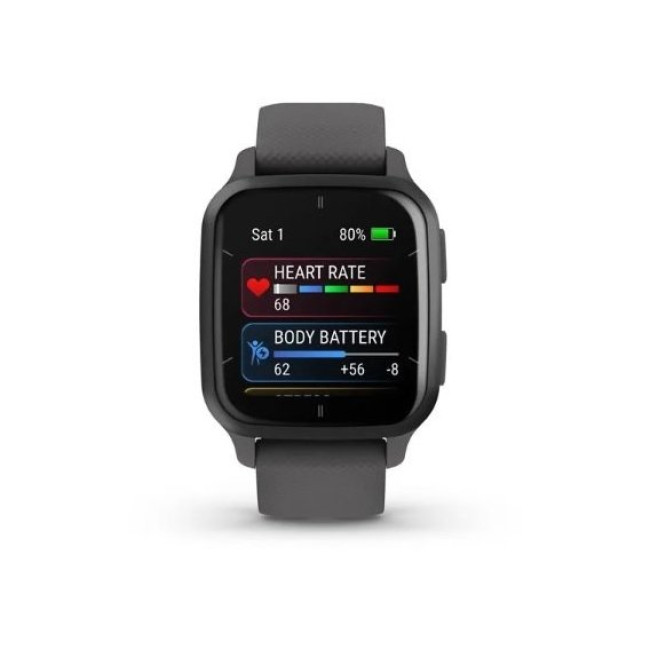 Garmin Venu Sq 2 Slate Aluminum Bezel with Shadow Gray Case and Silicone Band (010-02701-00/10)