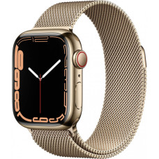 Apple Watch Series 7 GPS + Cellular 41mm Gold Stainless Steel Case with Gold Milanese Loop (MKHH3)