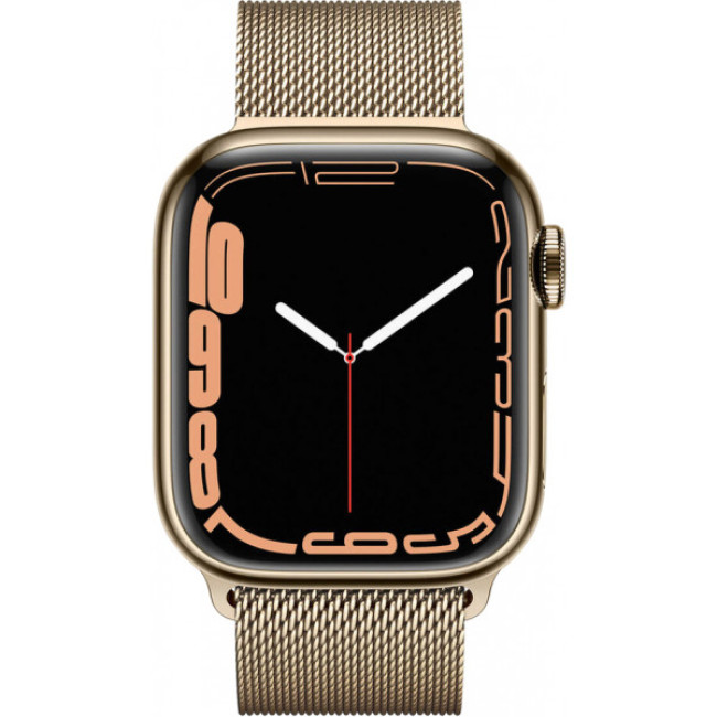 Apple Watch Series 7 GPS + Cellular 41mm Gold Stainless Steel Case with Gold Milanese Loop (MKHH3)