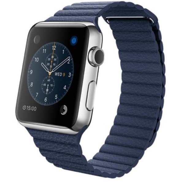 Умные часы Apple Watch 42mm Stainless Steel Case with Bright Blue Leather Loop (MJ452)