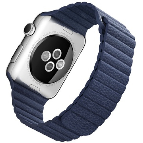 Умные часы Apple Watch 42mm Stainless Steel Case with Bright Blue Leather Loop (MJ452)