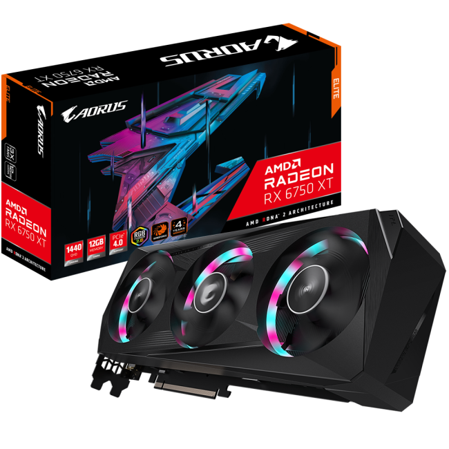 Видеокарта GIGABYTE Radeon RX 6750 XT 12Gb AORUS ELITE (GV-R675XTAORUS E-12GD)