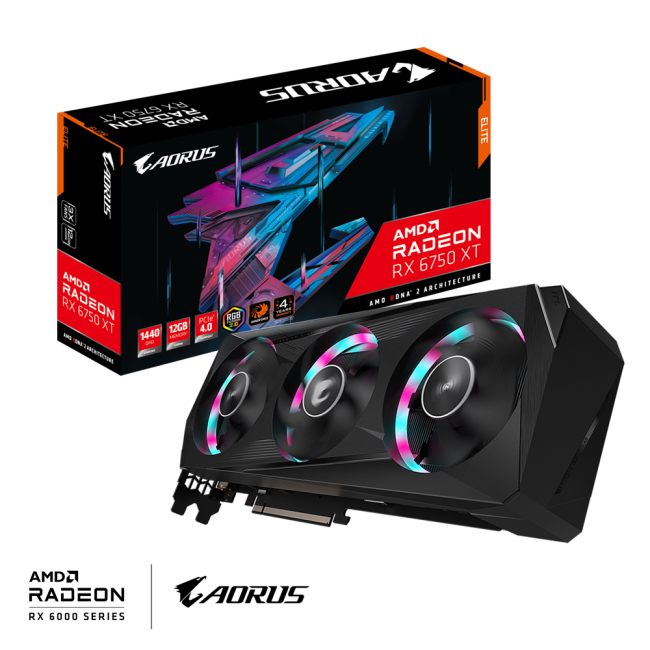 Видеокарта GIGABYTE Radeon RX 6750 XT 12Gb AORUS ELITE (GV-R675XTAORUS E-12GD)