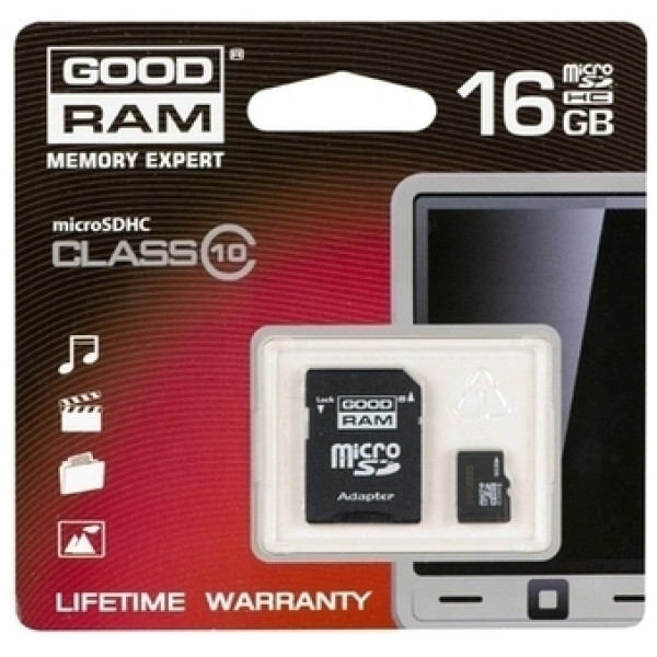 GOODRAM 16 GB microSDHC class 10 + SD Adapter