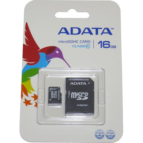A-Data 16 GB microSDHC class 10 + SD adapter AUSDH16GCL10-RA1