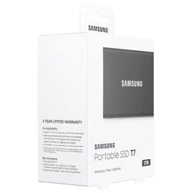 SSD накопитель Samsung T7 2 TB Titan Gray (MU-PC2T0T/WW)