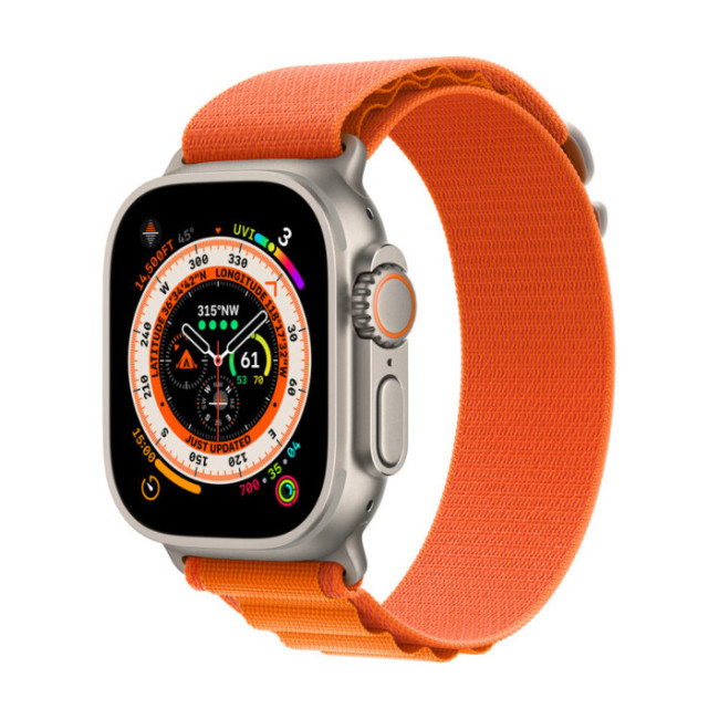 Apple Watch Ultra GPS + Cellular 49mm Titanium Case with Orange Alpine Loop - Small (MNHA3/MNHH3)