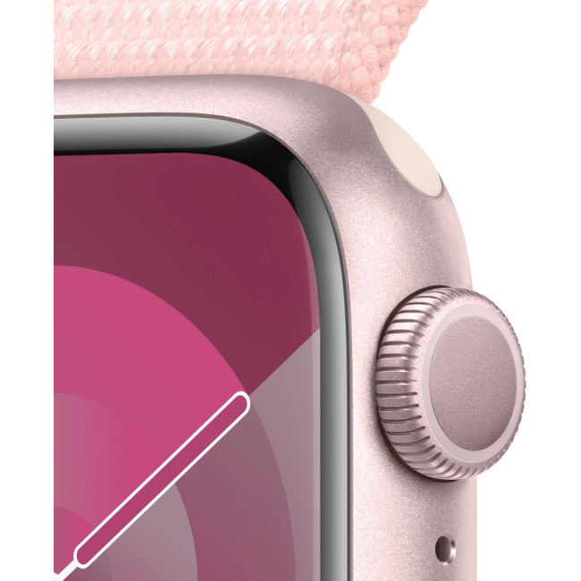 Apple Watch Series 9 GPS 41mm Pink Aluminum Case w. Light Pink S. Loop (MR953)