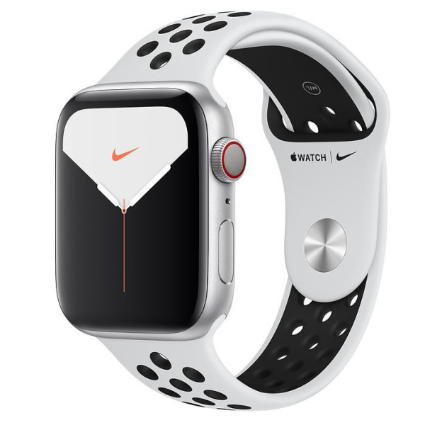 Apple Watch Series 5 Nike GPS + LTE 44mm Silver Aluminium w. Platinum/Black Nike Sport B. (MX392)