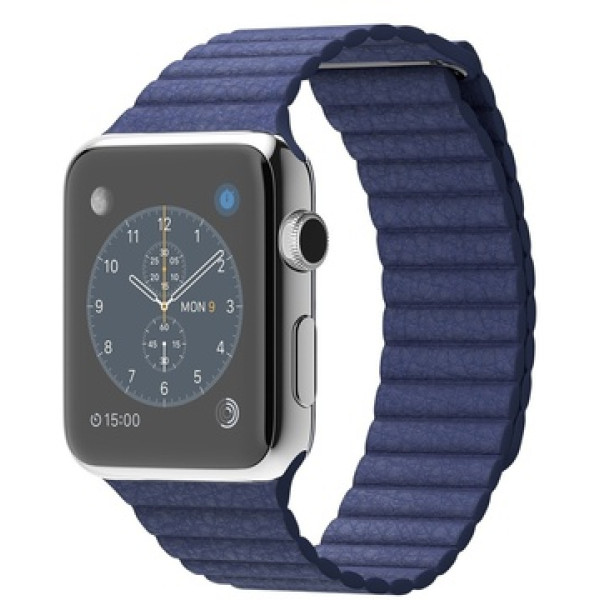 Умные часы Apple Watch 42mm Series 2 Stainless Steel Case with Midnight Blue Leather Loop (MNPW2)