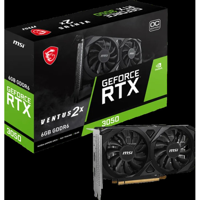 Видеокарта MSI GeForce RTX3050 6Gb VENTUS 2X OC (RTX 3050 VENTUS 2X 6G OC)