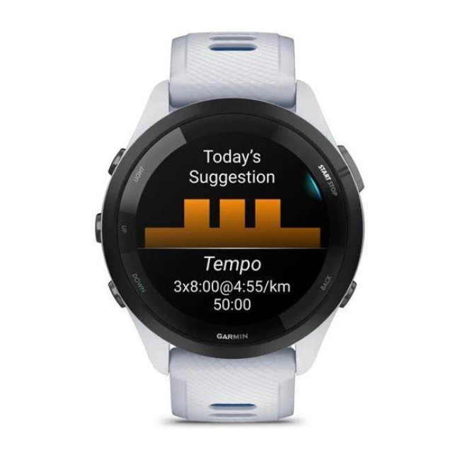 Смарт-часы Garmin Forerunner 265 Black Bezel w. Whitestone Case and Whitestone/Tidal Blue S. Band (010-02810-01/11/51)