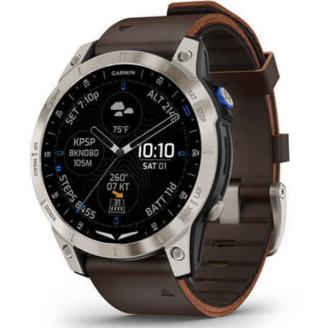 Garmin D2 Mach 1 Aviator Smartwatch with Oxford Brown Leather Band (010-02582-54/55)