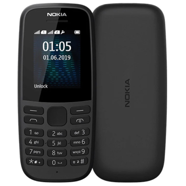 Мобільний телефон Nokia 105 Dual Sim 2019 Black (16KIGB01A01) (UA)