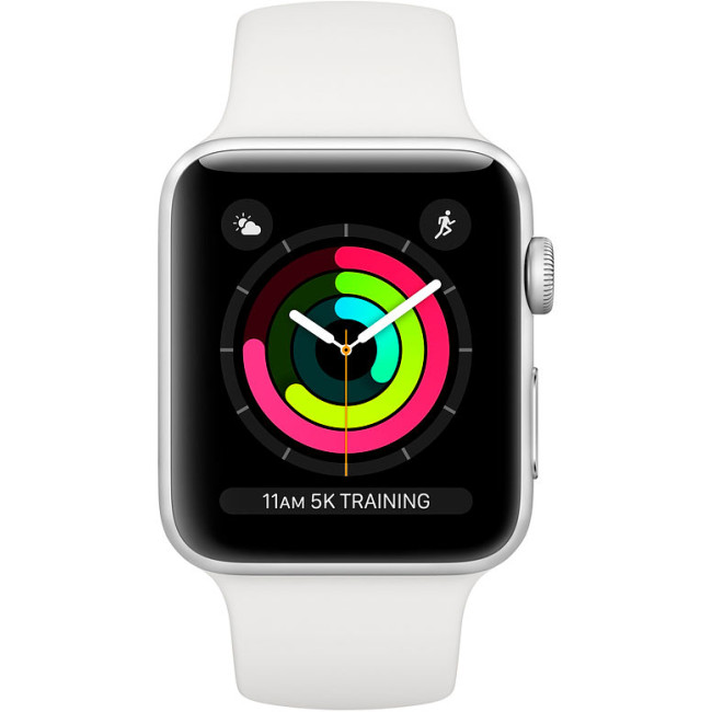 Apple Watch Series 3 GPS 42mm Silver Aluminium Case with White Sport Band (MTF22)