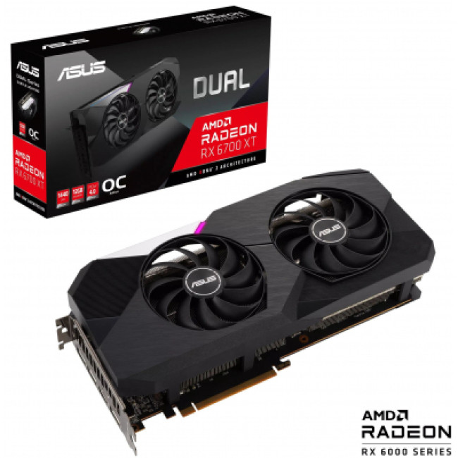 Видеокарта ASUS Radeon RX 6700 XT 12Gb DUAL OC (DUAL-RX6700XT-O12G)