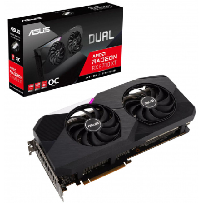 Видеокарта ASUS Radeon RX 6700 XT 12Gb DUAL OC (DUAL-RX6700XT-O12G)