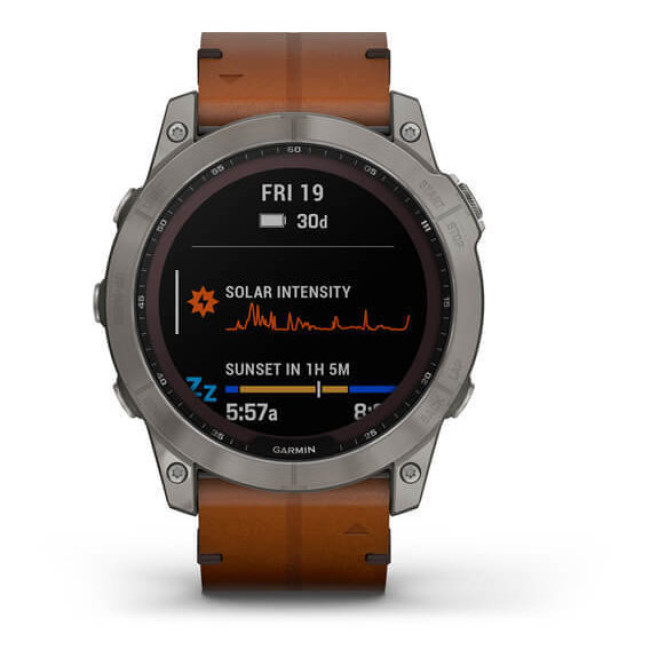 Garmin Fenix 7X Sapphire Solar Titanium w. Chestnut Leather Band (010-02541-19)