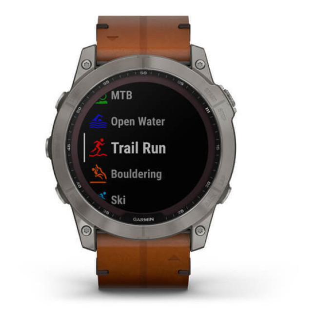 Garmin Fenix 7X Sapphire Solar Titanium w. Chestnut Leather Band (010-02541-19)