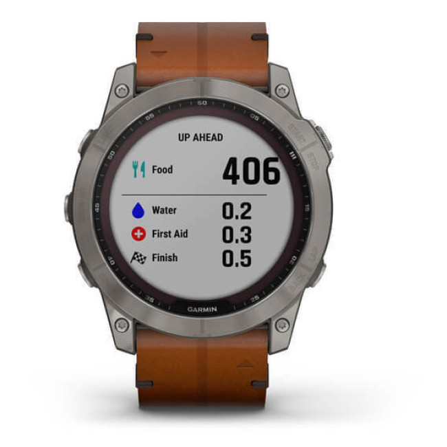 Garmin Fenix 7X Sapphire Solar Titanium w. Chestnut Leather Band (010-02541-19)