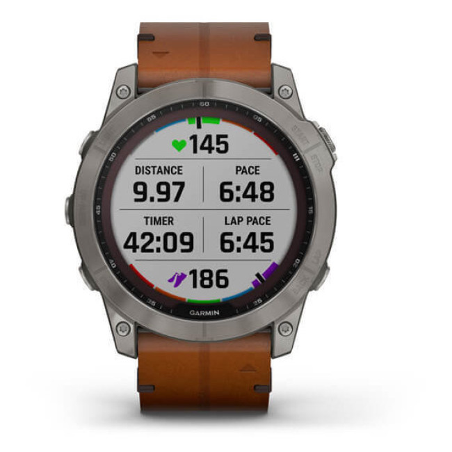 Garmin Fenix 7X Sapphire Solar Titanium w. Chestnut Leather Band (010-02541-19)