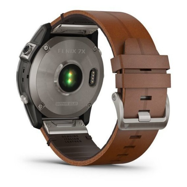 Garmin Fenix 7X Sapphire Solar Titanium w. Chestnut Leather Band (010-02541-19)