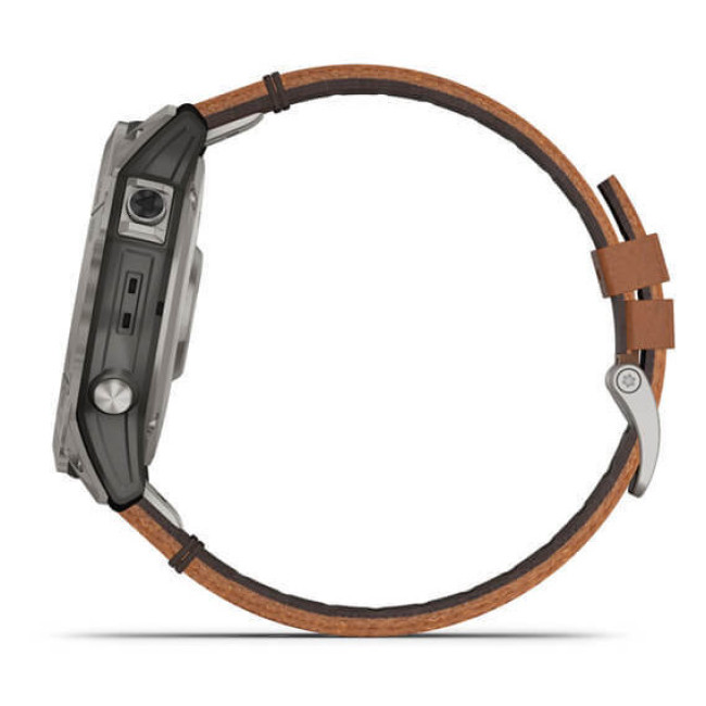 Garmin Fenix 7X Sapphire Solar Titanium w. Chestnut Leather Band (010-02541-19)