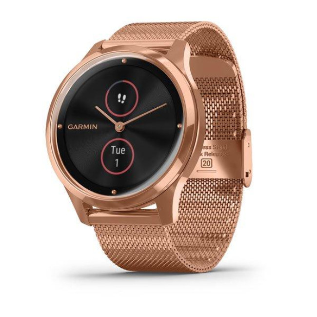 Garmin Vivomove Luxe 18K Rose Gold PVD Stainless Steel w. Rose Gold Milanese B. (010-02241-24)