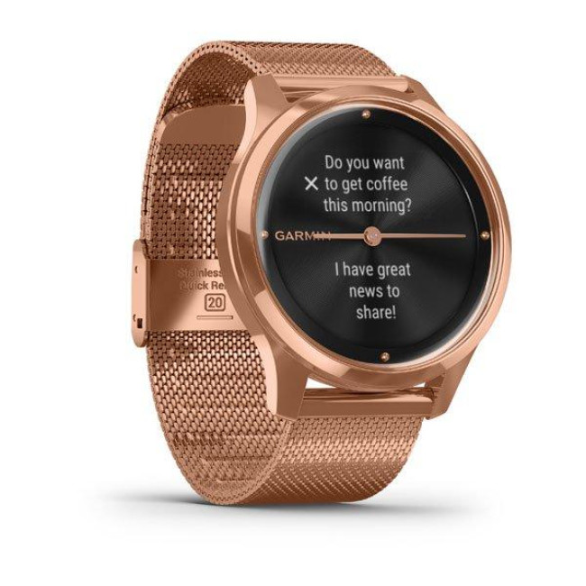 Garmin Vivomove Luxe 18K Rose Gold PVD Stainless Steel w. Rose Gold Milanese B. (010-02241-24)