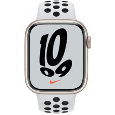 Apple Watch Nike Series 7 GPS 45mm Starlight Aluminum Case w. Pure Platinum/Black Nike Sport Band (MKNA3)