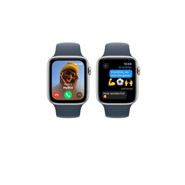 Apple Watch SE 2 GPS 44мм, сільверовий корпус зі стормово-синім ремінцем (S/M), MREC3
