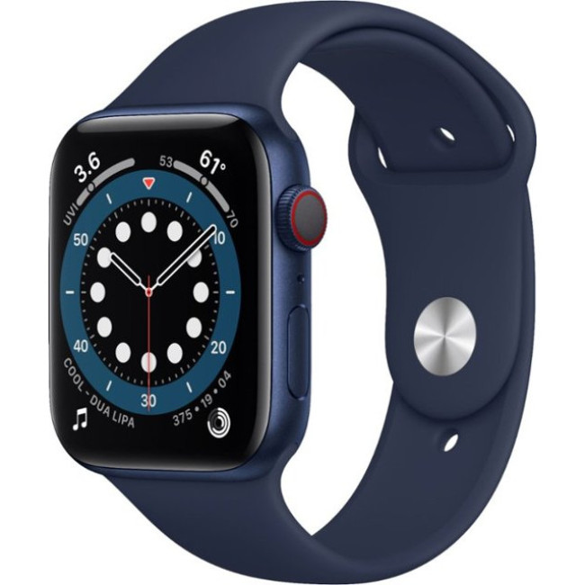 Apple Watch Series 6 GPS + Cellular 44mm Blue Aluminum Case w. Deep Navy Sport B. (M07J3)