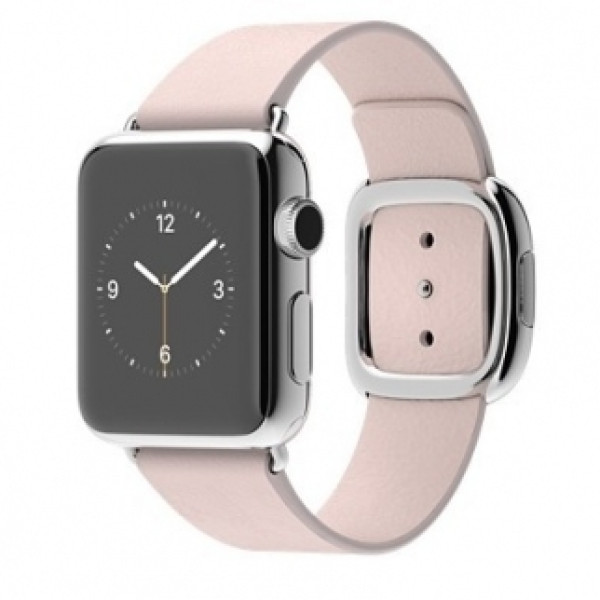 Apple 38mm Stainless Steel Case with Soft Pink Modern Buckle (MJ372)