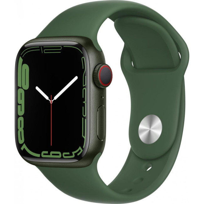 Apple Watch Series 7 GPS + Cellular 41mm Green Aluminum Case with Clover Sport Band (MKH93)