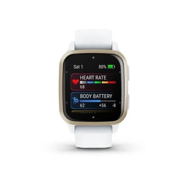 Garmin Venu Sq 2 Cream Gold Aluminum Bezel with White Case and Silicone Band (010-02701-01/11)