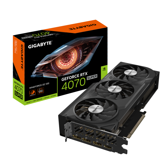 Видеокарта Gigabyte GeForce RTX4070 SUPER 12Gb WINDFORCE OC (GV-N407SWF3OC-12GD)