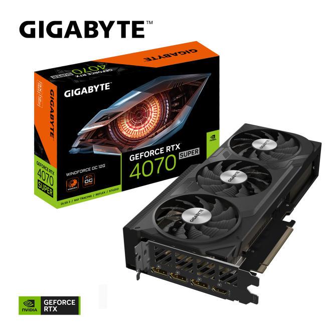 Видеокарта Gigabyte GeForce RTX4070 SUPER 12Gb WINDFORCE OC (GV-N407SWF3OC-12GD)