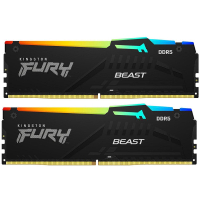 Модуль пам'яті Kingston Fury (ex.HyperX) DDR5 16GB (2x8GB) 6000 MHz Beast RGB (KF560C40BBAK2-16)