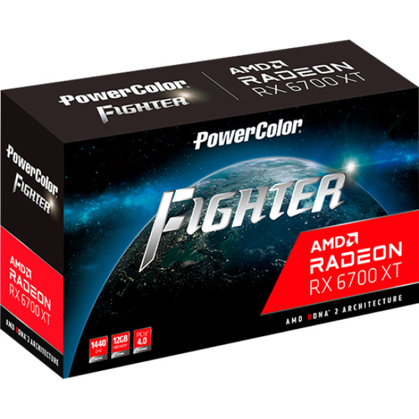 Видеокарта AMD Radeon RX 6700 XT 12GB GDDR6 Fighter PowerColor (AXRX 6700XT 12GBD6-3DH)