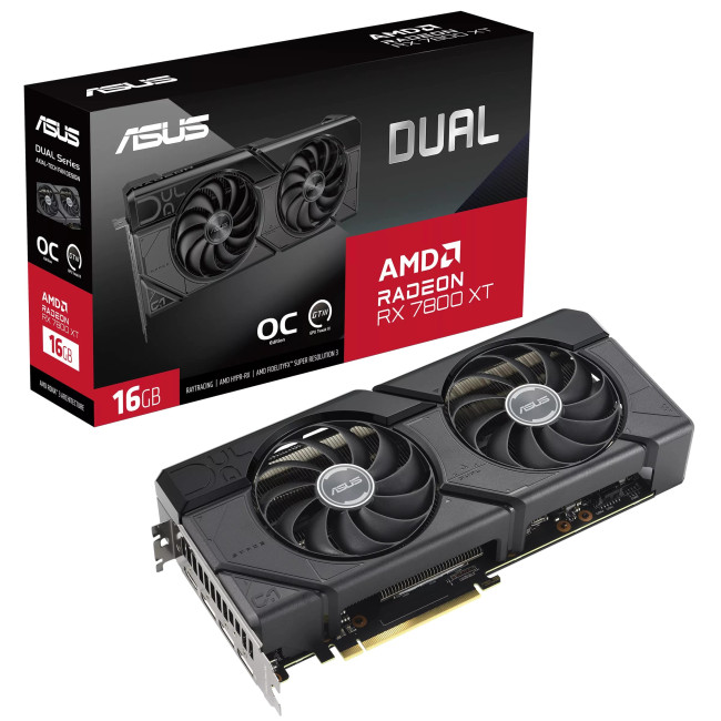 Видеокарта Asus Radeon RX 7800 XT 16Gb DUAL OC (DUAL-RX7800XT-O16G)