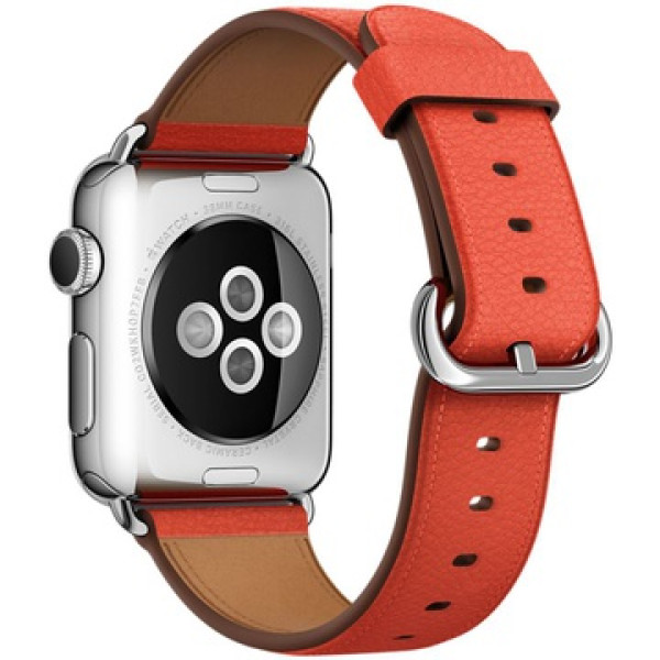 Умные часы Apple Watch 38mm Stainless Steel Case with Red Classic Buckle (MMF82)