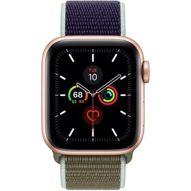 Apple Watch Series 5 GPS 40mm Gold Aluminum Case with Khaki Sport Loop (MWRY2)