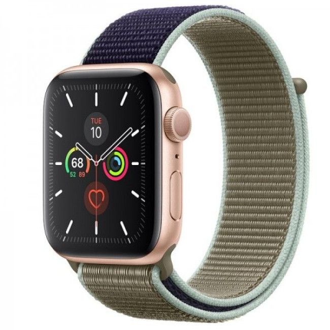 Apple Watch Series 5 GPS 40mm Gold Aluminum Case with Khaki Sport Loop (MWRY2)