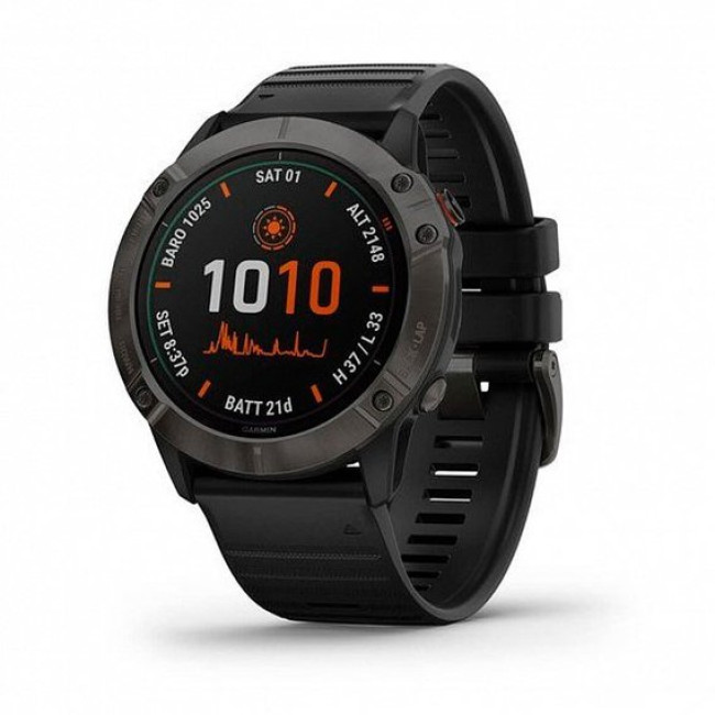 Garmin Fenix 6X Pro Solar Titanium Carbon Grey DLC with Black Band (010-02157-21)