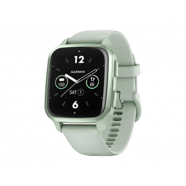 Garmin Venu Sq 2 Metallic Mint Aluminum Bezel with Cool Mint Case and Silicone Band (010-02701-02/12)