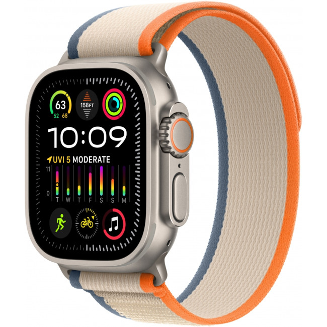 Apple Watch Ultra 2 GPS + Cellular 49mm Titanium Case with Orange/Beige Trail Loop - M/L (MRF23)