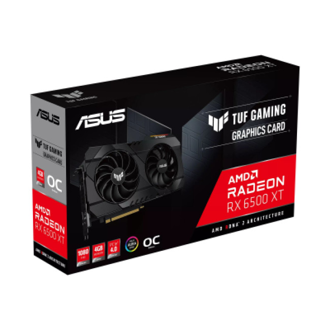 Видеокарта ASUS Radeon RX 6500 XT 4Gb TUF OC GAMING (TUF-RX6500XT-O4G-GAMING)