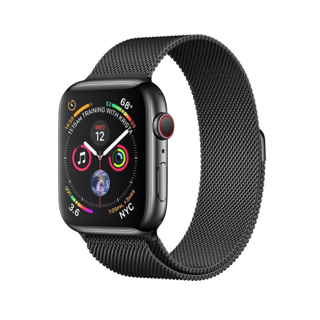 Apple Watch Series 4 GPS + LTE 44mm Black Steel w. Black Milanese l. Black Steel (MTV62)