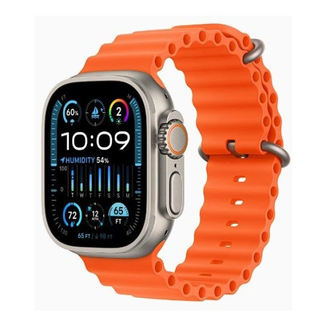 Apple Watch Ultra 2 GPS + Cellular 49mm Titanium Case with Orange Ocean Band (MREH3)